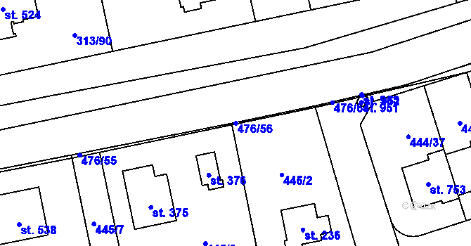 Parcela st. 476/56 v KÚ Husinec u Řeže, Katastrální mapa