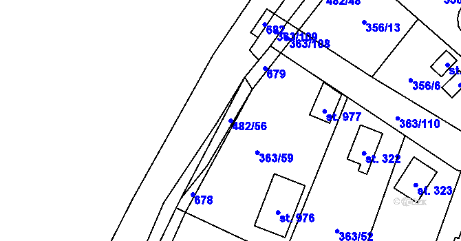 Parcela st. 482/56 v KÚ Husinec u Řeže, Katastrální mapa