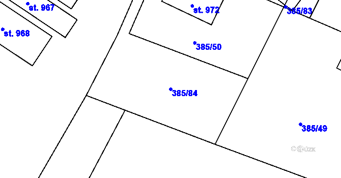 Parcela st. 385/84 v KÚ Husinec u Řeže, Katastrální mapa