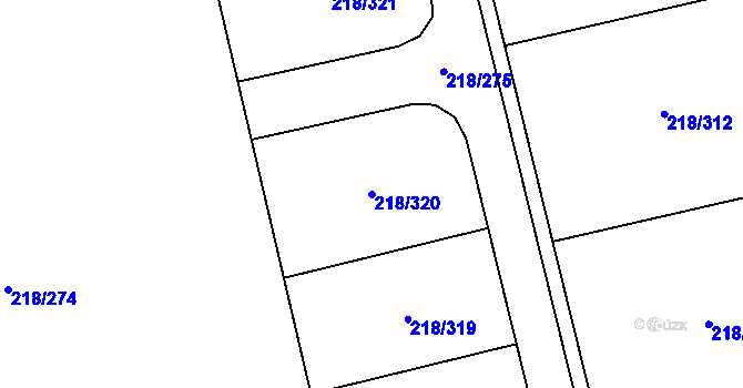 Parcela st. 218/320 v KÚ Husinec u Řeže, Katastrální mapa