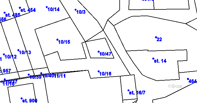 Parcela st. 10/47 v KÚ Husinec u Řeže, Katastrální mapa