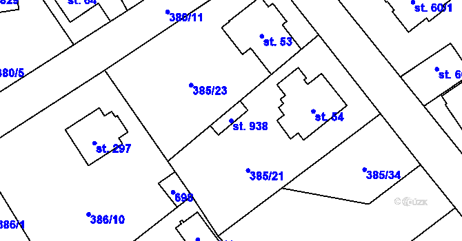 Parcela st. 938 v KÚ Husinec u Řeže, Katastrální mapa