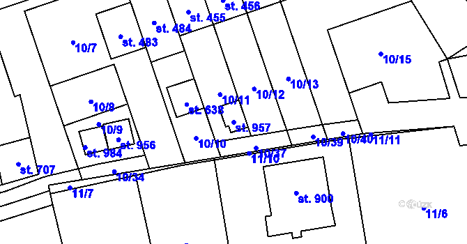 Parcela st. 957 v KÚ Husinec u Řeže, Katastrální mapa