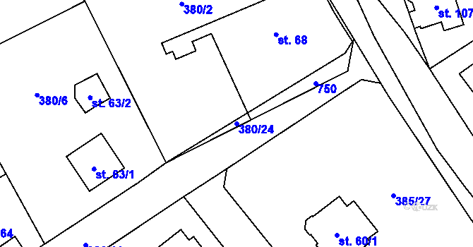 Parcela st. 380/24 v KÚ Husinec u Řeže, Katastrální mapa