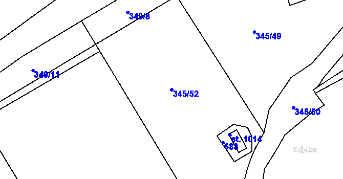 Parcela st. 345/52 v KÚ Husinec u Řeže, Katastrální mapa