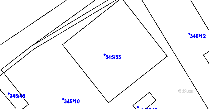 Parcela st. 345/53 v KÚ Husinec u Řeže, Katastrální mapa