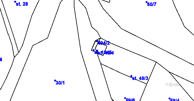 Parcela st. 48/4 v KÚ Husinec u Řeže, Katastrální mapa