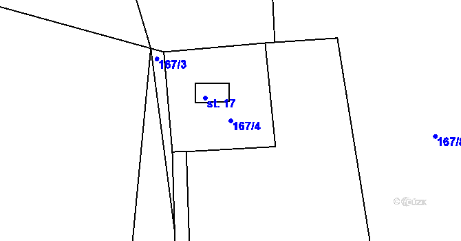 Parcela st. 167/4 v KÚ Horouty, Katastrální mapa