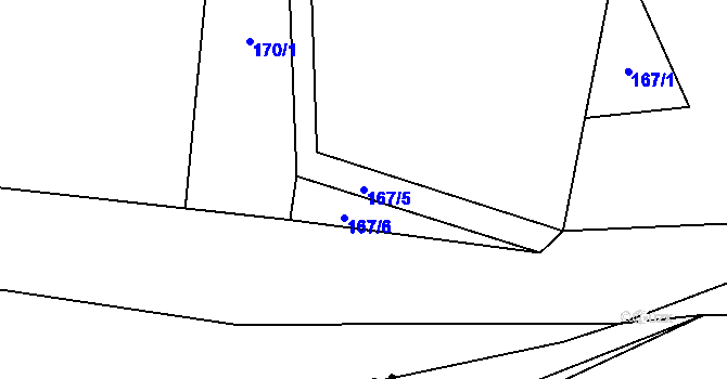 Parcela st. 167/5 v KÚ Horouty, Katastrální mapa
