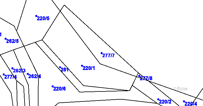 Parcela st. 277/7 v KÚ Horouty, Katastrální mapa
