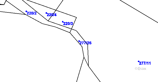 Parcela st. 277/26 v KÚ Horouty, Katastrální mapa