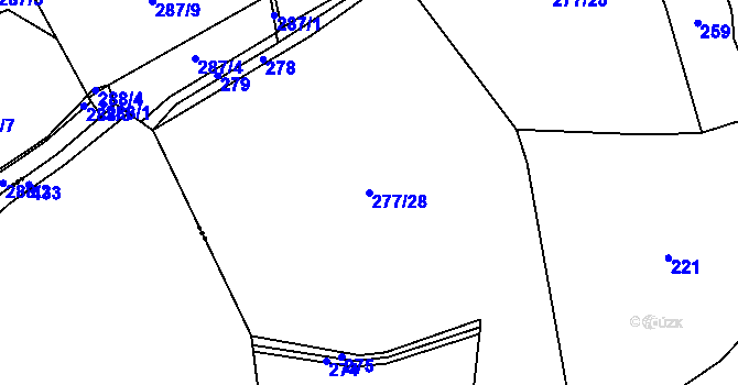 Parcela st. 277/28 v KÚ Horouty, Katastrální mapa