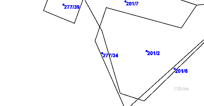 Parcela st. 277/34 v KÚ Horouty, Katastrální mapa