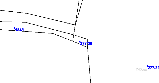 Parcela st. 277/38 v KÚ Horouty, Katastrální mapa