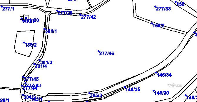 Parcela st. 277/46 v KÚ Horouty, Katastrální mapa