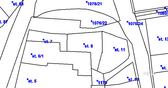 Parcela st. 8 v KÚ Husinec, Katastrální mapa