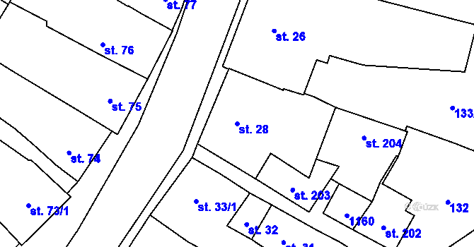Parcela st. 28 v KÚ Husinec, Katastrální mapa