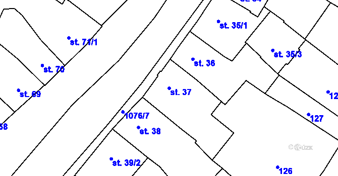 Parcela st. 37 v KÚ Husinec, Katastrální mapa