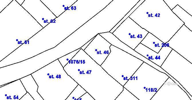 Parcela st. 46 v KÚ Husinec, Katastrální mapa