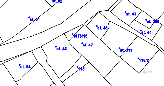 Parcela st. 47 v KÚ Husinec, Katastrální mapa