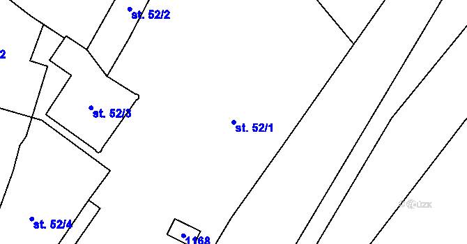 Parcela st. 52/1 v KÚ Husinec, Katastrální mapa