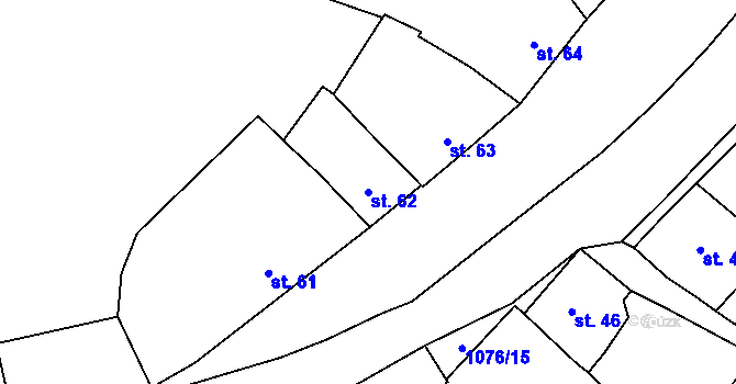 Parcela st. 62 v KÚ Husinec, Katastrální mapa