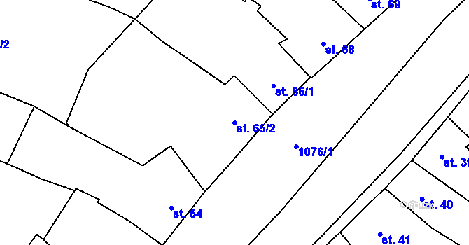 Parcela st. 65/2 v KÚ Husinec, Katastrální mapa