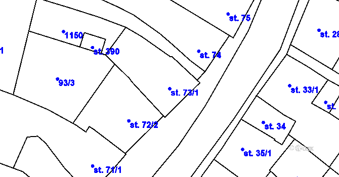 Parcela st. 73/1 v KÚ Husinec, Katastrální mapa