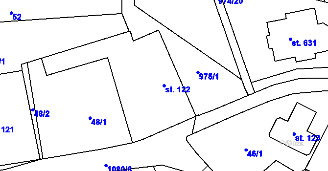 Parcela st. 122 v KÚ Husinec, Katastrální mapa