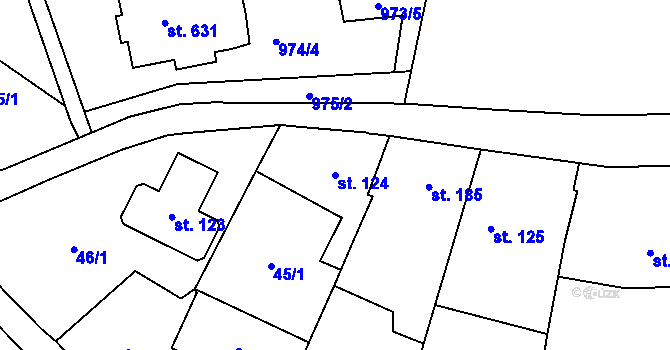 Parcela st. 124 v KÚ Husinec, Katastrální mapa