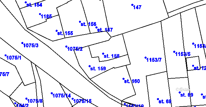 Parcela st. 158 v KÚ Husinec, Katastrální mapa
