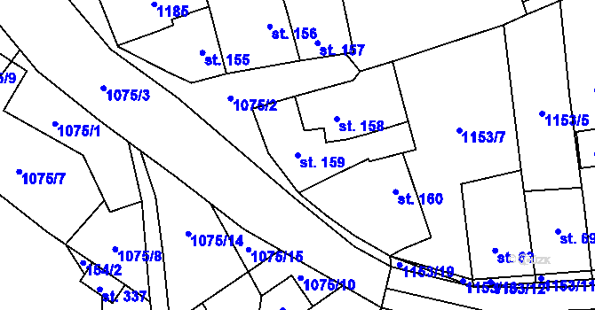 Parcela st. 159 v KÚ Husinec, Katastrální mapa