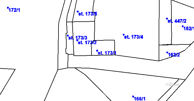 Parcela st. 173/1 v KÚ Husinec, Katastrální mapa