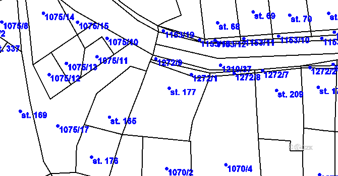 Parcela st. 177 v KÚ Husinec, Katastrální mapa