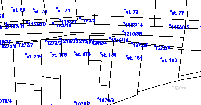 Parcela st. 180 v KÚ Husinec, Katastrální mapa
