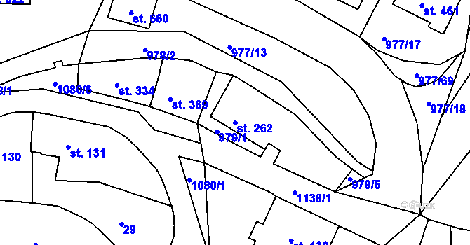 Parcela st. 262 v KÚ Husinec, Katastrální mapa