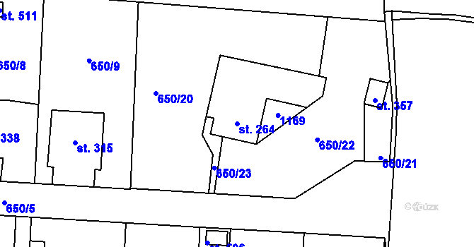 Parcela st. 264 v KÚ Husinec, Katastrální mapa