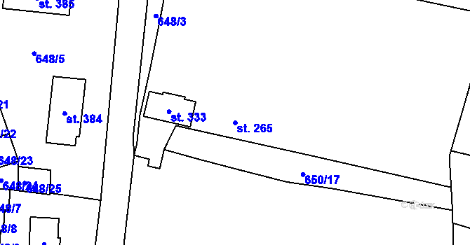 Parcela st. 265 v KÚ Husinec, Katastrální mapa