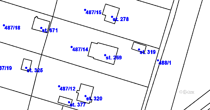 Parcela st. 269 v KÚ Husinec, Katastrální mapa