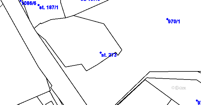 Parcela st. 273 v KÚ Husinec, Katastrální mapa