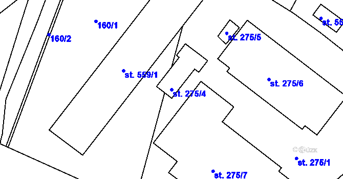 Parcela st. 275/4 v KÚ Husinec, Katastrální mapa