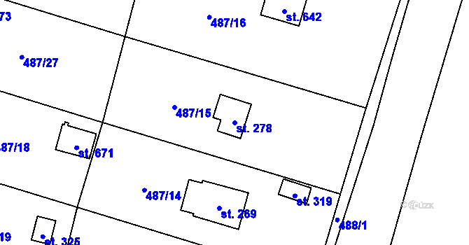 Parcela st. 278 v KÚ Husinec, Katastrální mapa