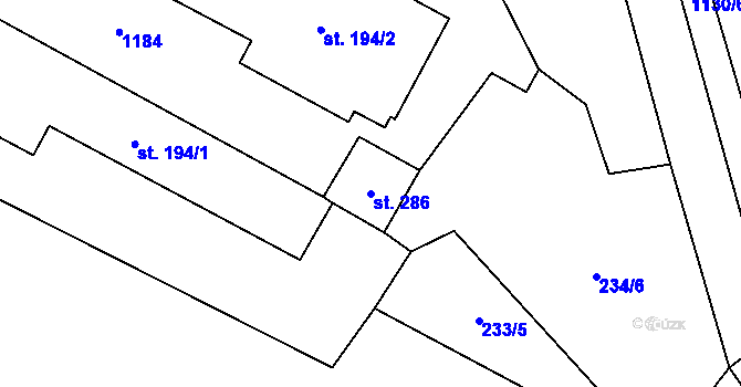 Parcela st. 286 v KÚ Husinec, Katastrální mapa