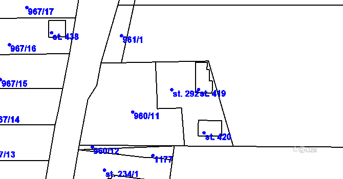 Parcela st. 292 v KÚ Husinec, Katastrální mapa