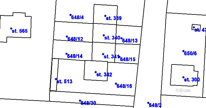 Parcela st. 341 v KÚ Husinec, Katastrální mapa