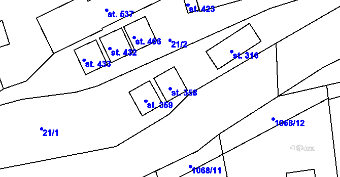 Parcela st. 358 v KÚ Husinec, Katastrální mapa