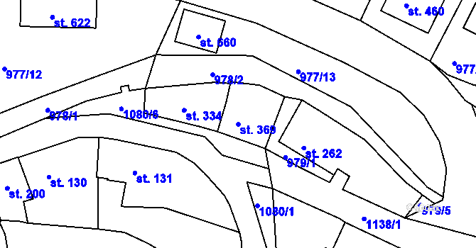 Parcela st. 369 v KÚ Husinec, Katastrální mapa