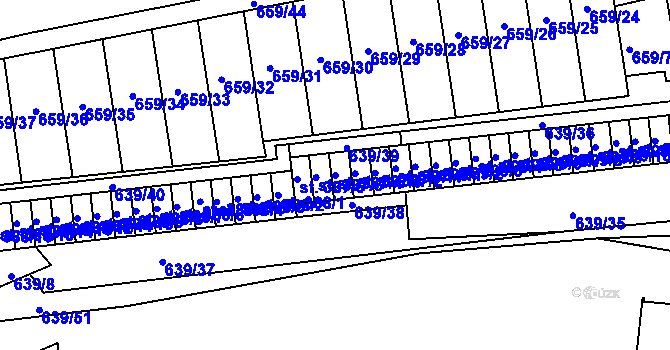 Parcela st. 387/4 v KÚ Husinec, Katastrální mapa