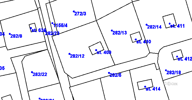 Parcela st. 409 v KÚ Husinec, Katastrální mapa