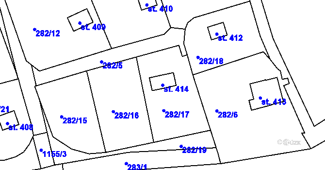Parcela st. 414 v KÚ Husinec, Katastrální mapa